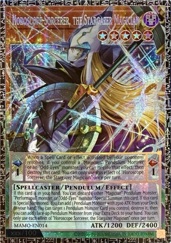 Horoscope Sorcerer, the Stargazer Magician (GMR) MAMO-EN014 card from Magnificent Monsters
