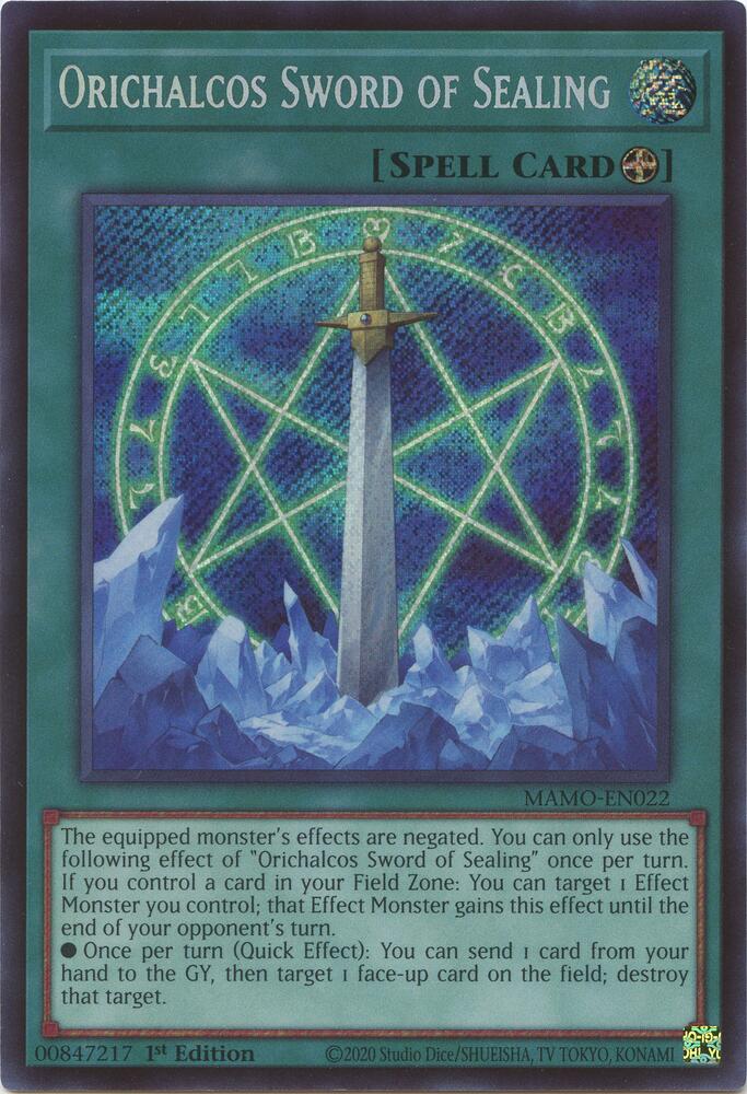 Orichalcos Sword of Sealing (Secret Rare) MAMO-EN022 card from Magnificent Monsters
