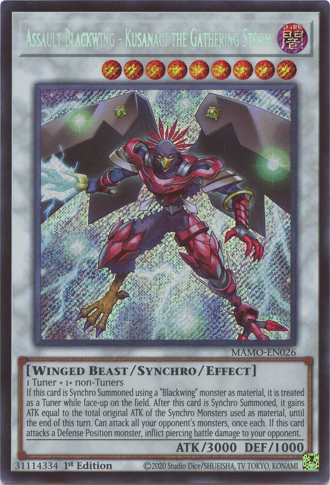 Assault Blackwing - Kusanagi the Gathering Storm (Secret Rare) MAMO-EN026 card from Magnificent Monsters