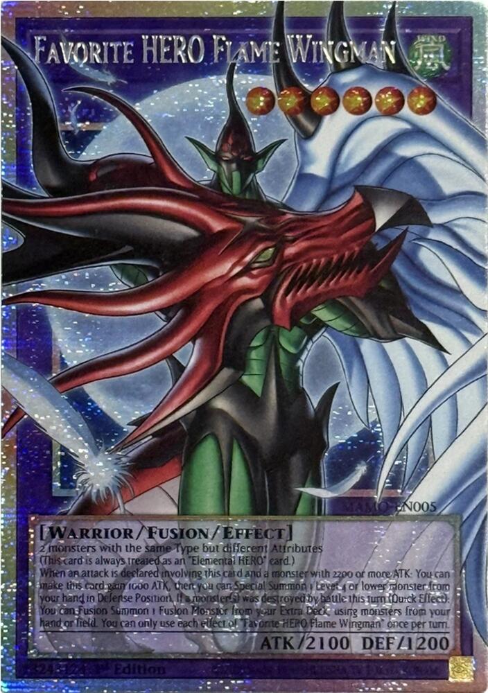 Favorite HERO Flame Wingman (Starlight Rare) (Extended Art) MAMO-EN005 card from Magnificent Monsters