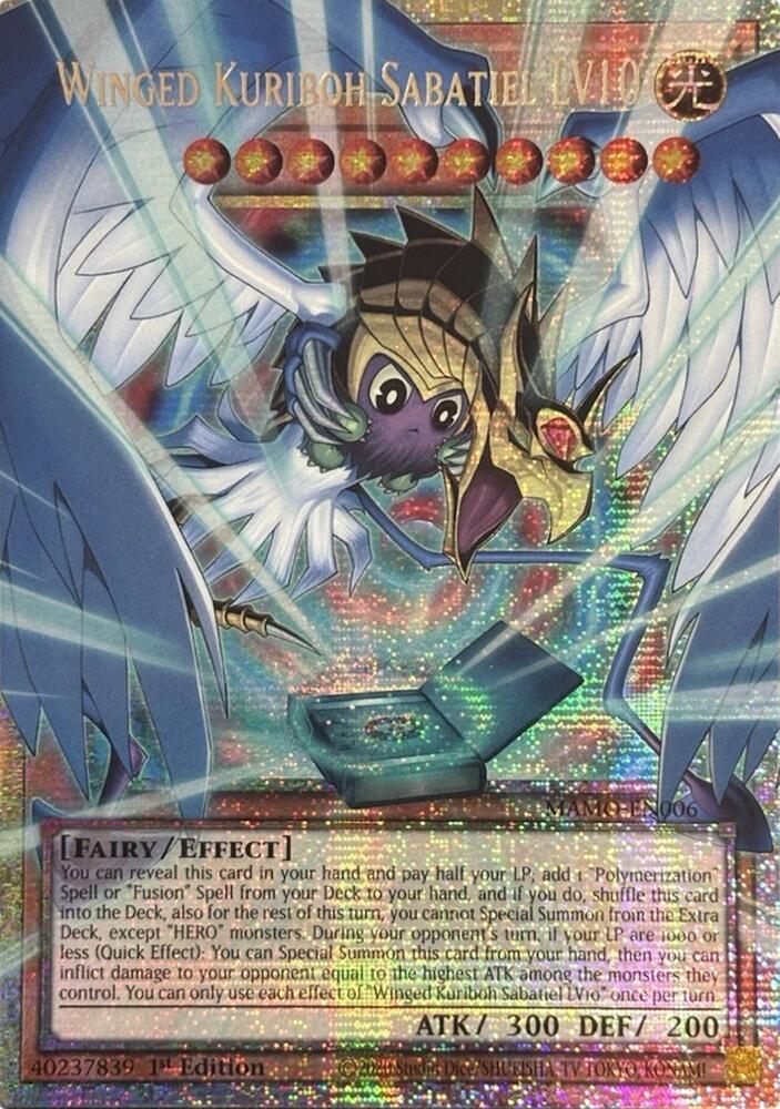 Winged Kuriboh Sabatiel LV10 (Starlight Rare) (Extended Art) MAMO-EN006 card from Magnificent Monsters