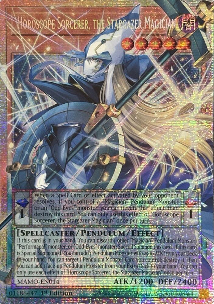Horoscope Sorcerer, the Stargazer Magician (Starlight Rare) (Extended Art) MAMO-EN014 card from Magnificent Monsters