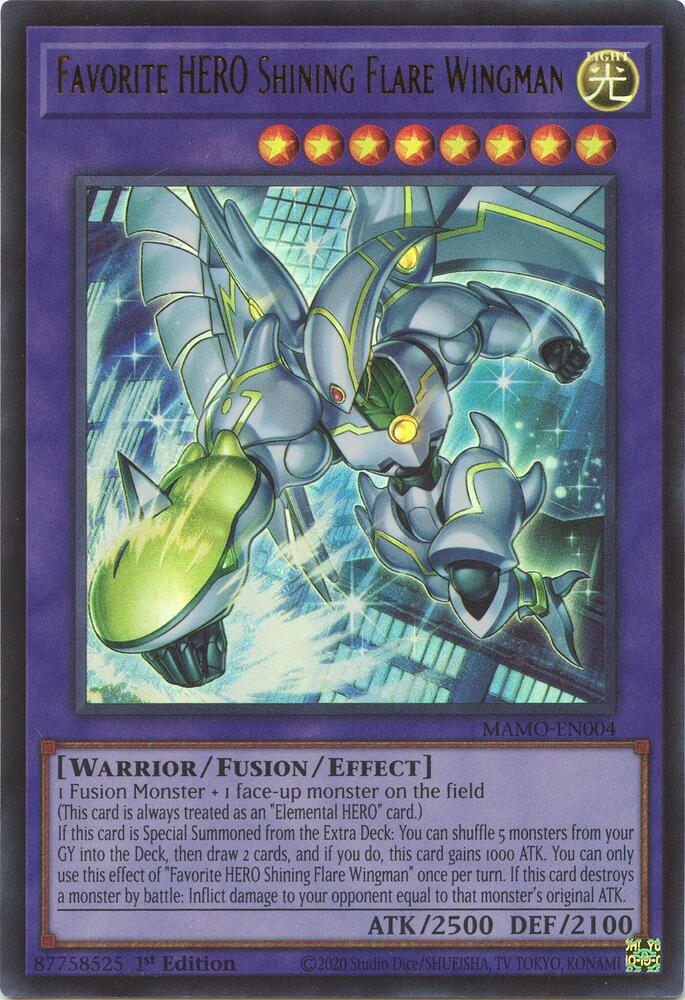 Favorite HERO Shining Flare Wingman MAMO-EN004 card from Magnificent Monsters