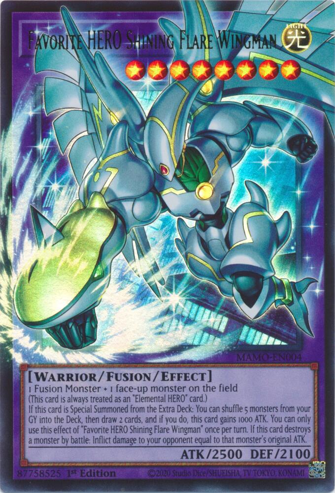 Favorite HERO Shining Flare Wingman (Extended Art) MAMO-EN004 card from Magnificent Monsters
