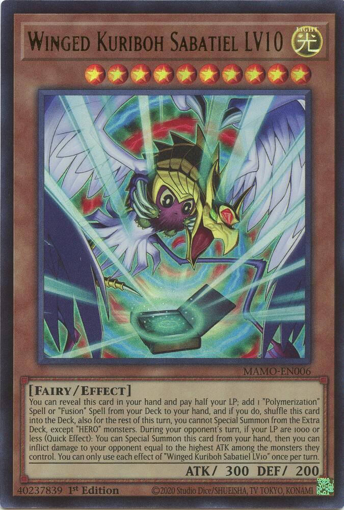 Winged Kuriboh Sabatiel LV10 MAMO-EN006 card from Magnificent Monsters