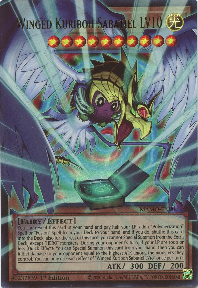 Winged Kuriboh Sabatiel LV10 (Extended Art) MAMO-EN006 card from Magnificent Monsters