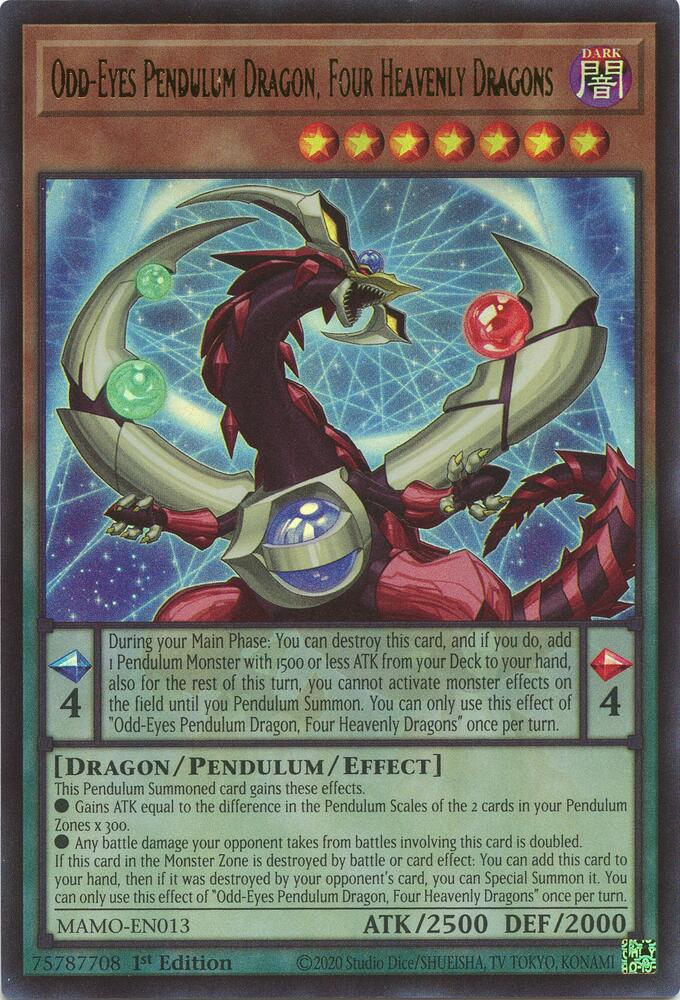 Odd-Eyes Pendulum Dragon, Four Heavenly Dragons MAMO-EN013 card from Magnificent Monsters