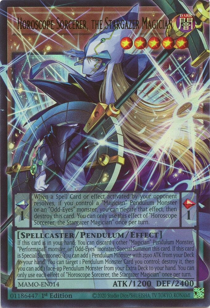 Horoscope Sorcerer, the Stargazer Magician (Extended Art) MAMO-EN014 card from Magnificent Monsters