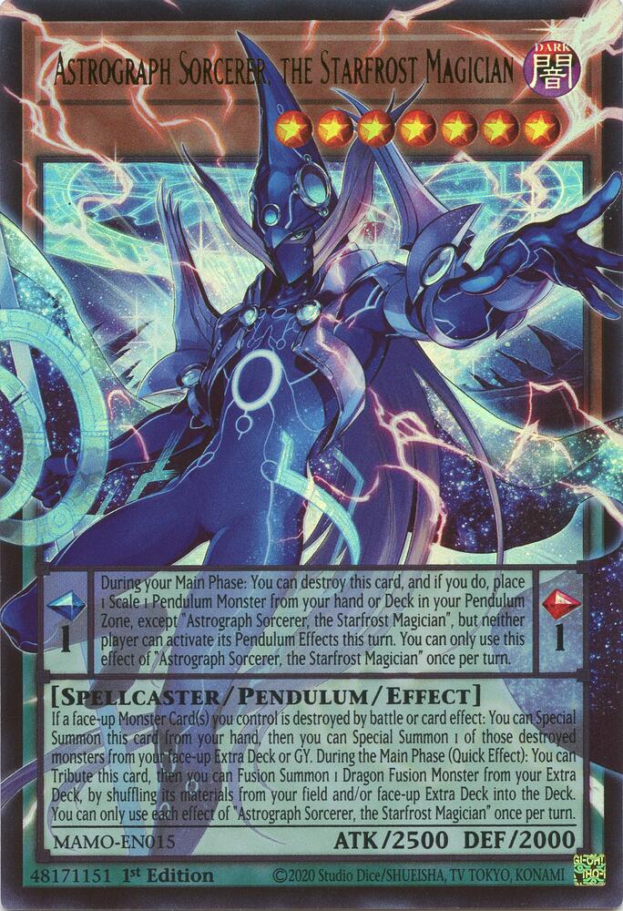 Astrograph Sorcerer, the Starfrost Magician (Extended Art) MAMO-EN015 card from Magnificent Monsters