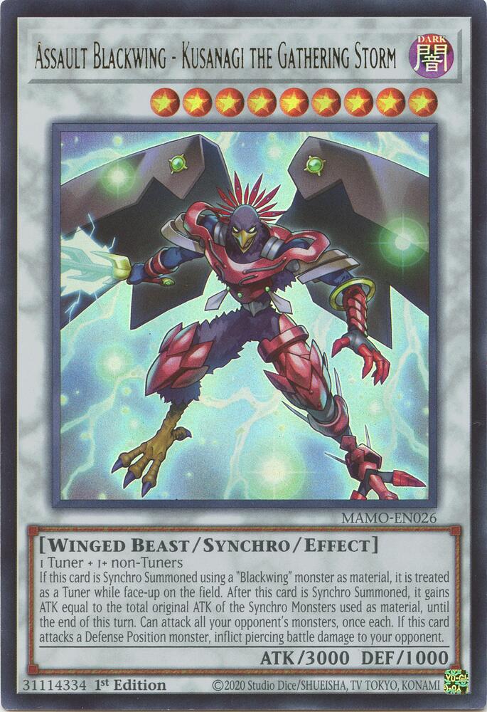 Assault Blackwing - Kusanagi the Gathering Storm MAMO-EN026 card from Magnificent Monsters