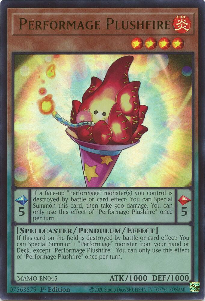 Performage Plushfire MAMO-EN045 card from Magnificent Monsters