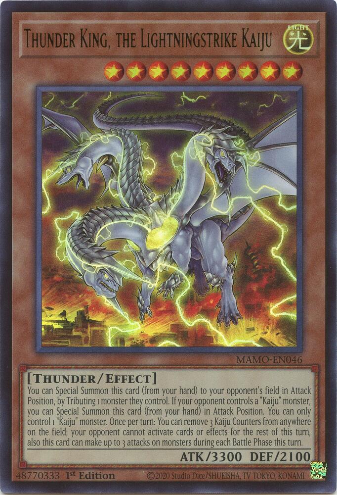 Thunder King, the Lightningstrike Kaiju MAMO-EN046 card from Magnificent Monsters