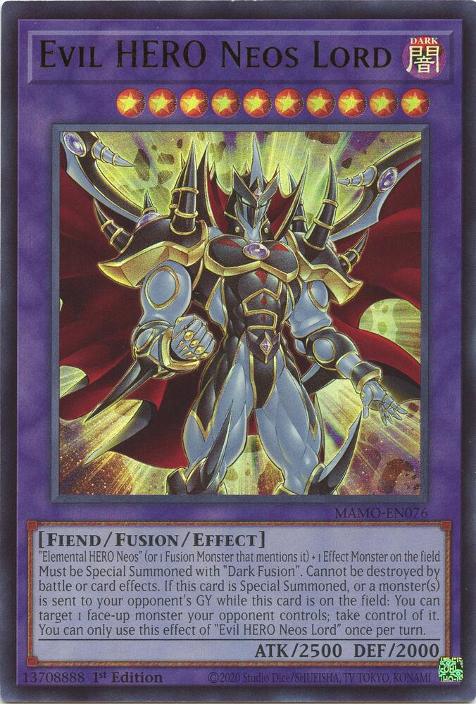 Evil HERO Neos Lord MAMO-EN076 card from Magnificent Monsters