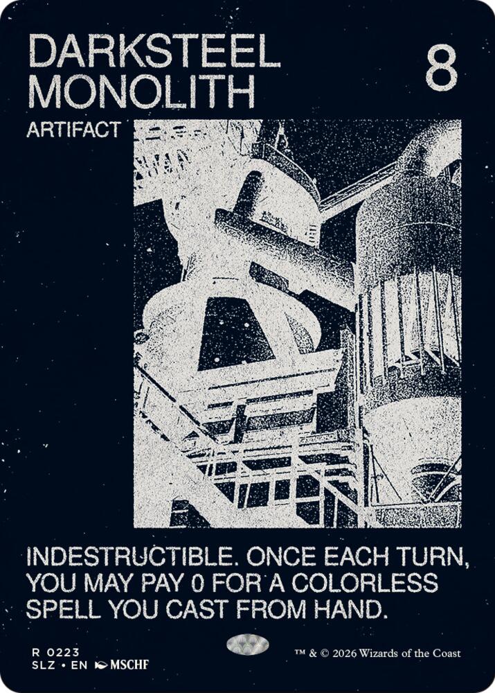 Darksteel Monolith 223 card from Secret Lair x MSCHF: The Zeta Set