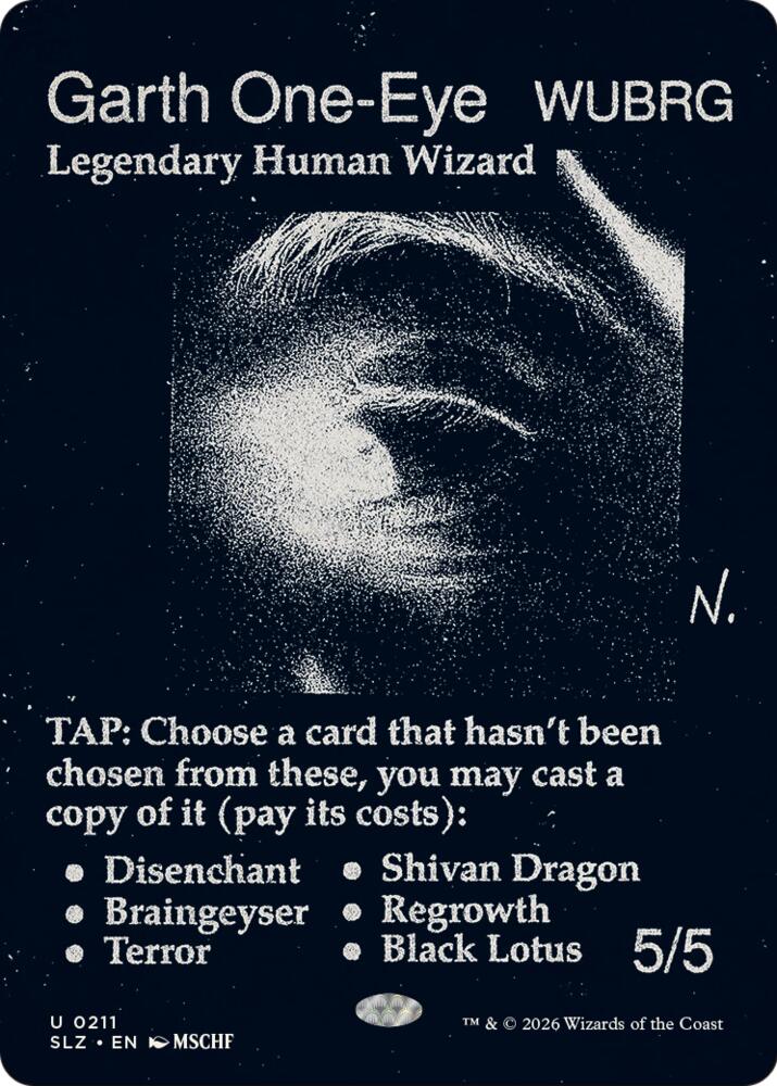 Garth One-Eye 211 card from Secret Lair x MSCHF: The Zeta Set