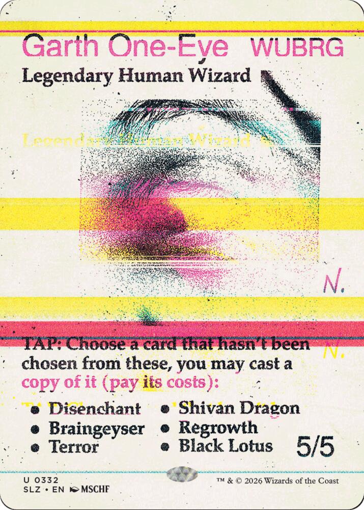 Garth One-Eye 332 card from Secret Lair x MSCHF: The Zeta Set