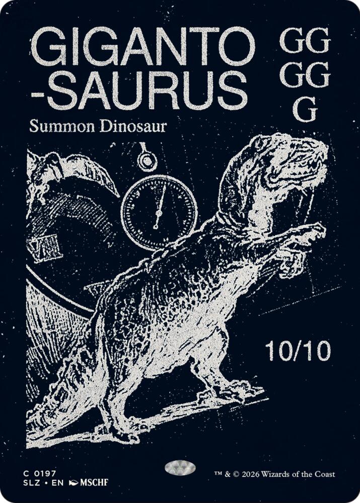 Gigantosaurus 197 card from Secret Lair x MSCHF: The Zeta Set