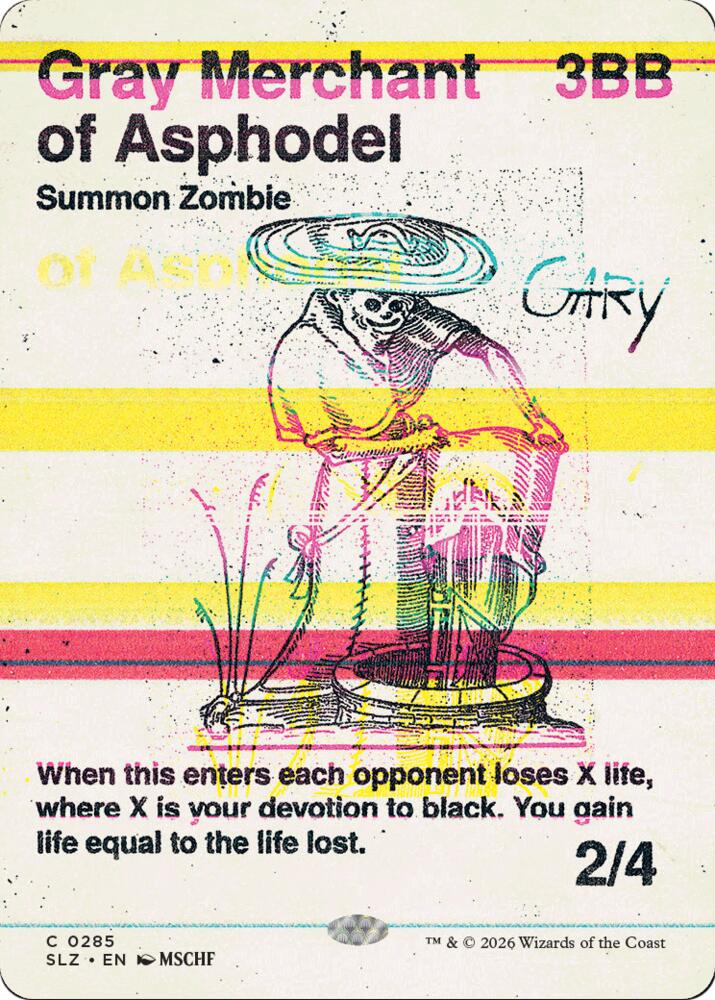 Gray Merchant of Asphodel 285 card from Secret Lair x MSCHF: The Zeta Set