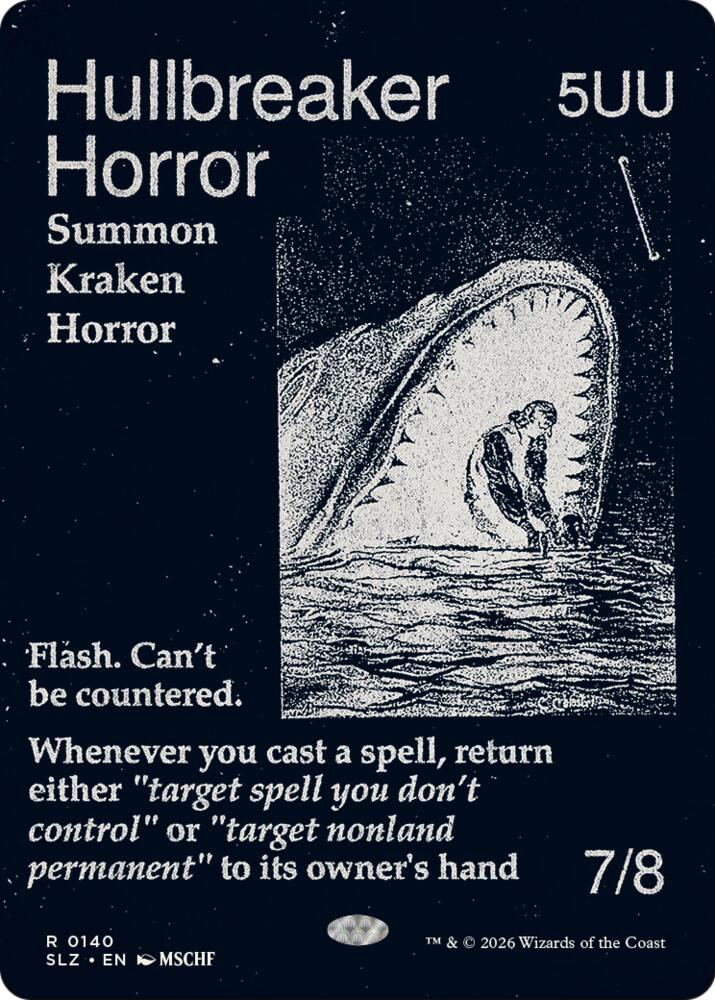 Hullbreaker Horror 140 card from Secret Lair x MSCHF: The Zeta Set