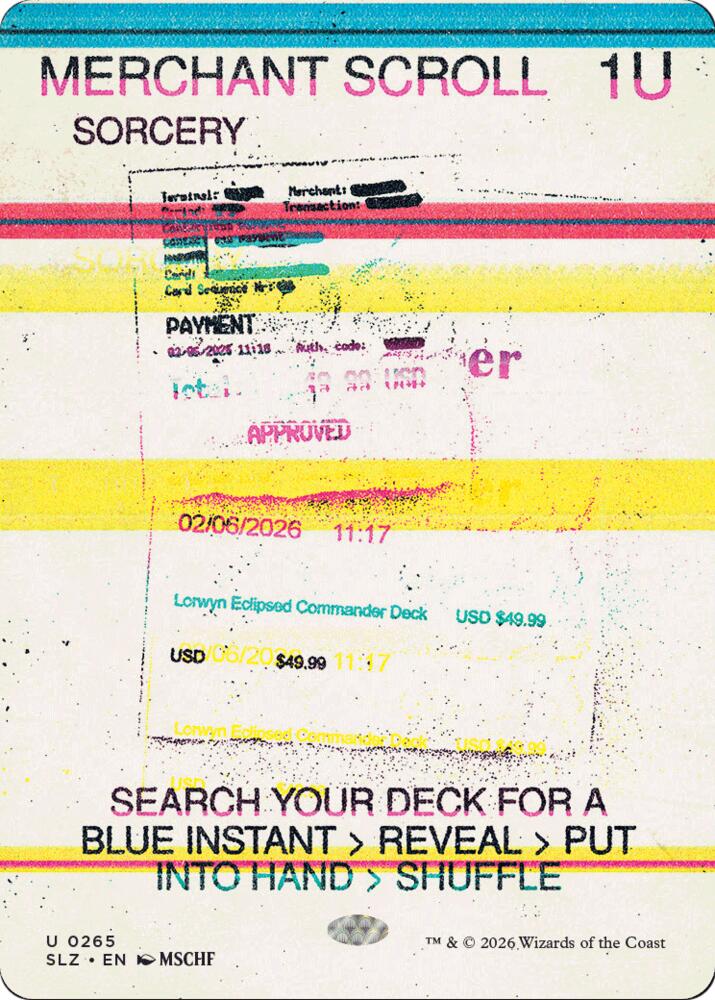 Merchant Scroll 265 card from Secret Lair x MSCHF: The Zeta Set