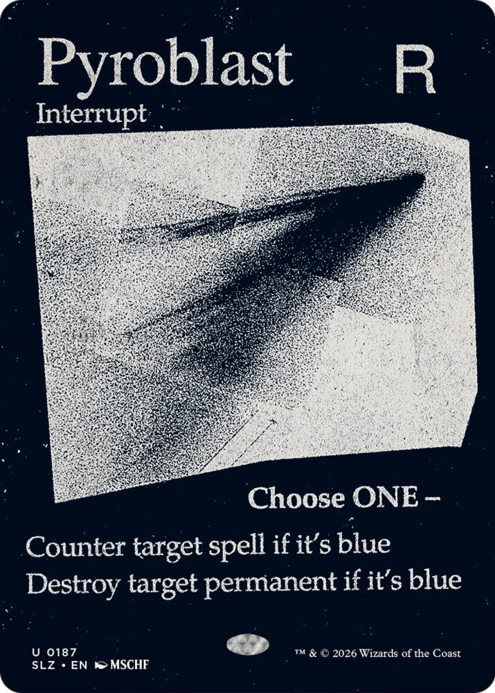 Pyroblast 187 card from Secret Lair x MSCHF: The Zeta Set