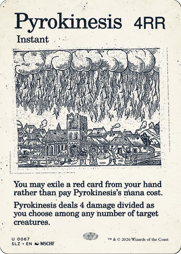 Pyrokinesis 67 card from Secret Lair x MSCHF: The Zeta Set