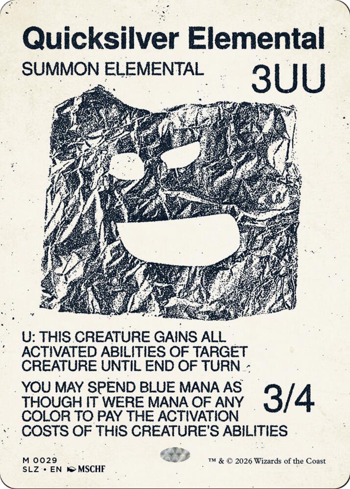 Quicksilver Elemental 29 card from Secret Lair x MSCHF: The Zeta Set