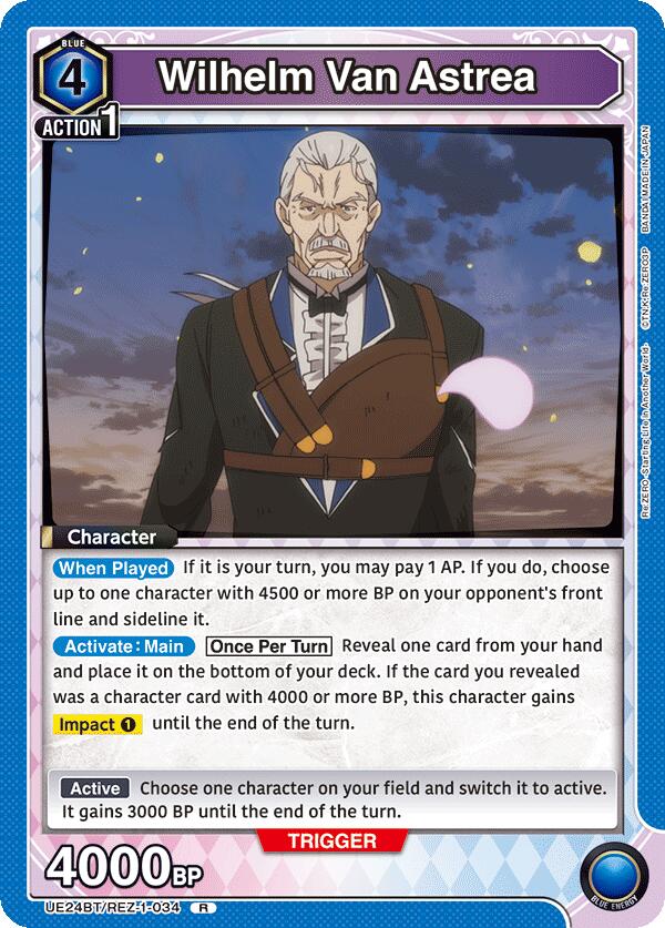 Wilhelm Van Astrea UE24BT/REZ-1-034 card from UE24BT: Re:ZERO -Starting Life in Another World-