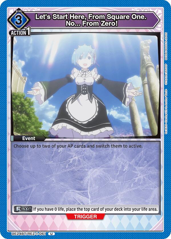 Let's Start Here, From Square One. No... From Zero! UE24BT/REZ-1-061 card from UE24BT: Re:ZERO -Starting Life in Another World-