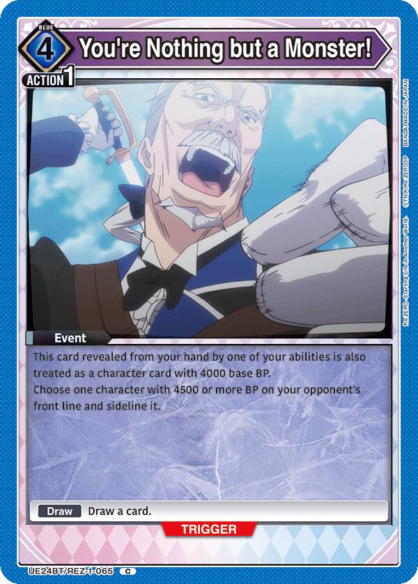 You're Nothing but a Monster! UE24BT/REZ-1-065 card from UE24BT: Re:ZERO -Starting Life in Another World-