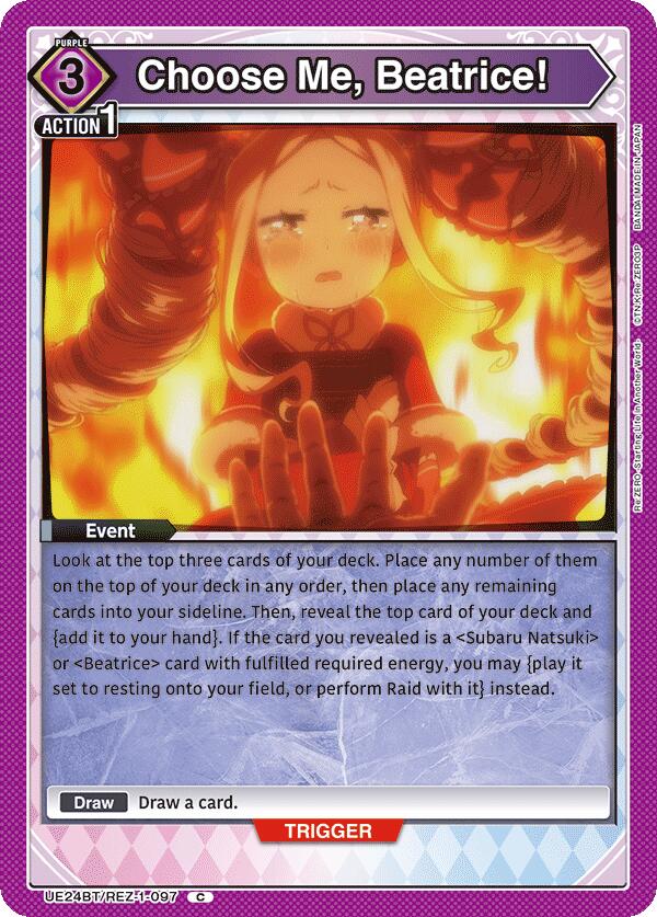 Choose Me, Beatrice! UE24BT/REZ-1-097 card from UE24BT: Re:ZERO -Starting Life in Another World-