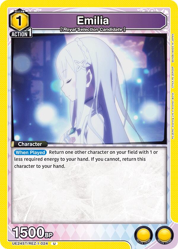 Emilia UE24ST/REZ-1-024 card from UE24ST: Re:ZERO -Starting Life in Another World- Starter Deck