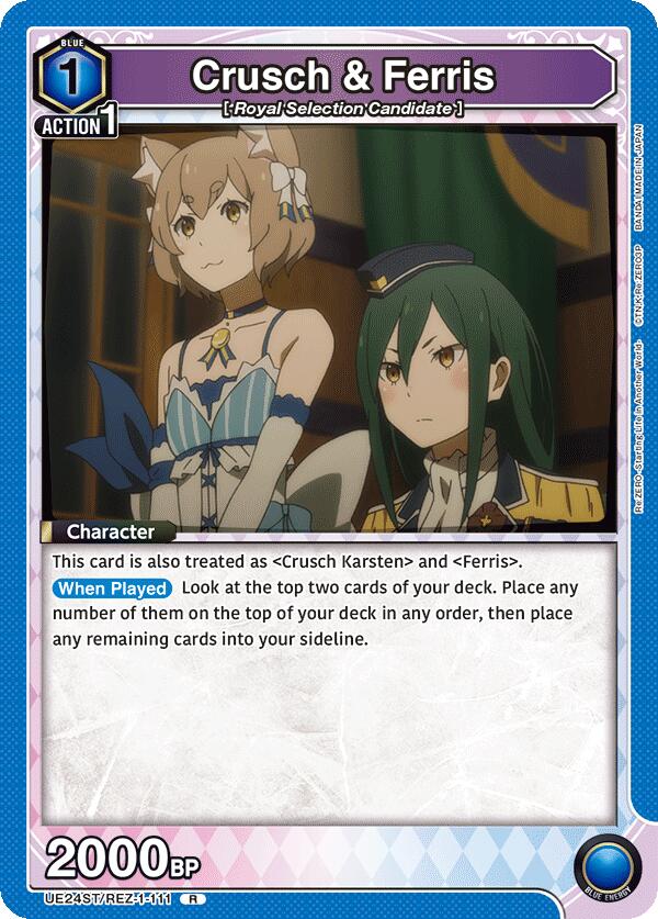 Crusch & Ferris UE24ST/REZ-1-111 card from UE24ST: Re:ZERO -Starting Life in Another World- Starter Deck