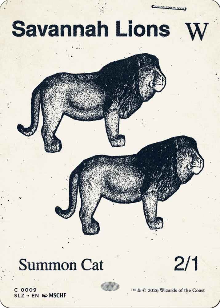 Savannah Lions 9 card from Secret Lair x MSCHF: The Zeta Set