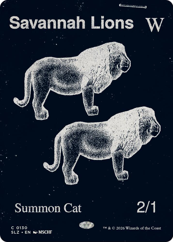 Savannah Lions 130 card from Secret Lair x MSCHF: The Zeta Set