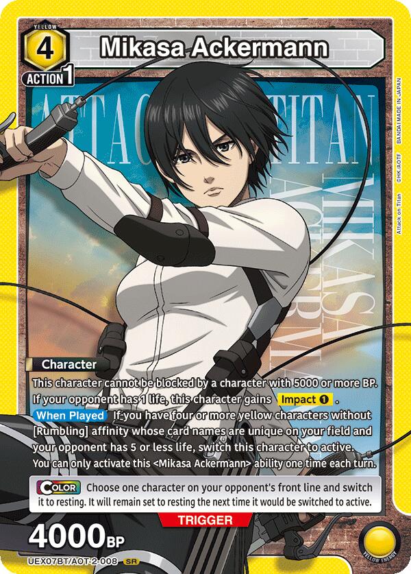 Mikasa Ackermann UEX07BT/AOT-2-008 card from UEX07BT: Attack on Titan Vol. 2