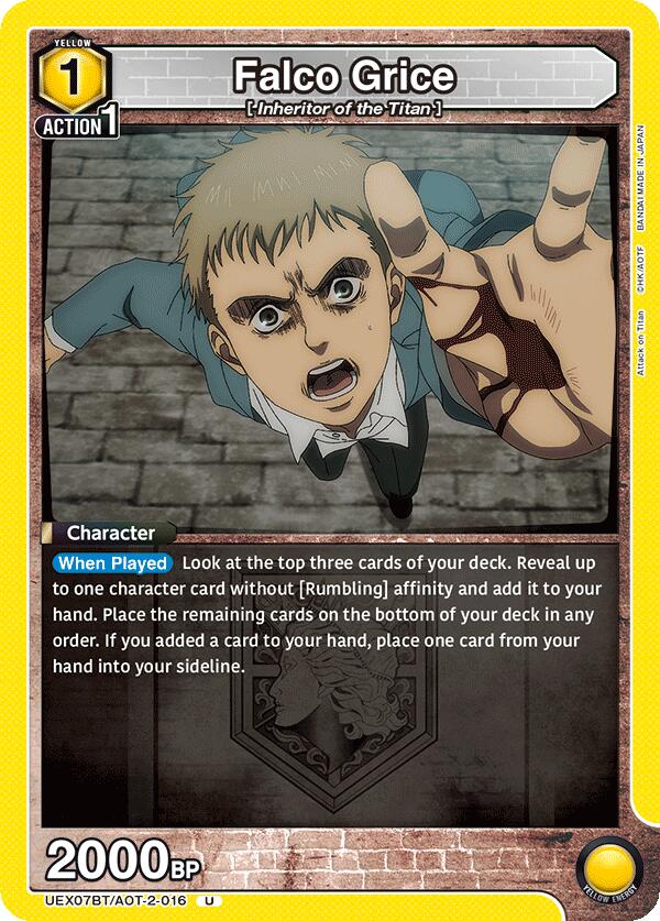 Falco Grice UEX07BT/AOT-2-016 card from UEX07BT: Attack on Titan Vol. 2