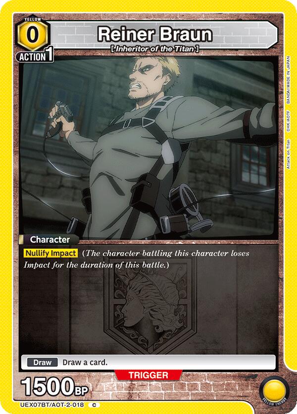 Reiner Braun UEX07BT/AOT-2-018 card from UEX07BT: Attack on Titan Vol. 2
