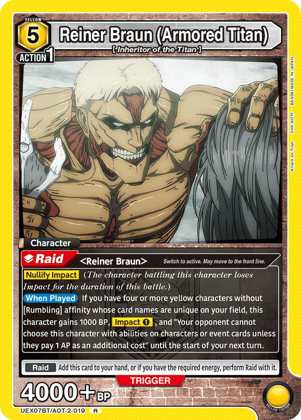 Reiner Braun (Armored Titan) UEX07BT/AOT-2-019 card from UEX07BT: Attack on Titan Vol. 2