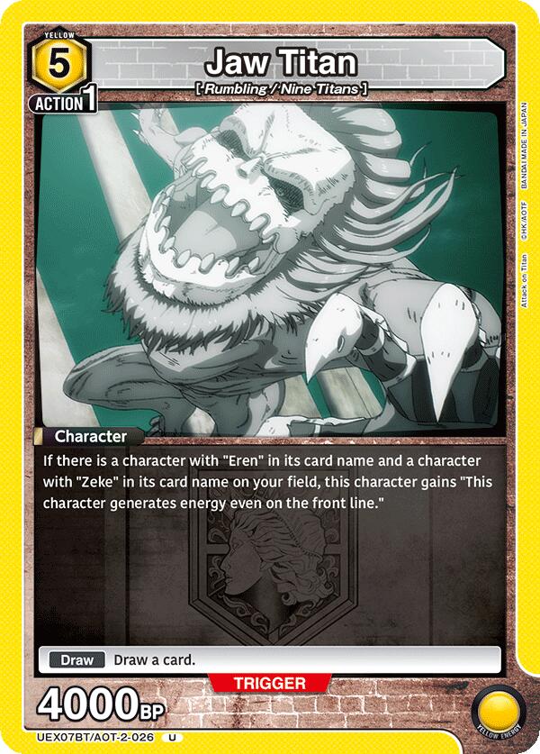 Jaw Titan UEX07BT/AOT-2-026 card from UEX07BT: Attack on Titan Vol. 2