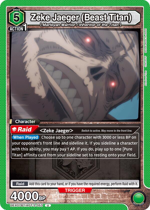 Zeke Jaeger (Beast Titan) UEX07BT/AOT-2-053 card from UEX07BT: Attack on Titan Vol. 2