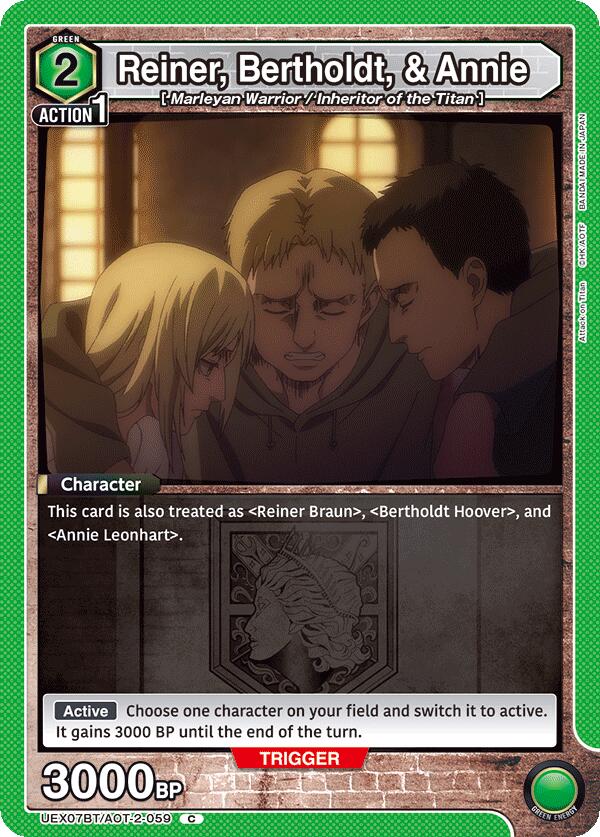 Reiner, Bertholdt, & Annie UEX07BT/AOT-2-059 card from UEX07BT: Attack on Titan Vol. 2