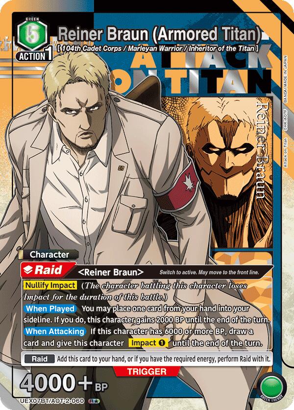 Reiner Braun (Armored Titan) (R*) UEX07BT/AOT-2-060 card from UEX07BT: Attack on Titan Vol. 2