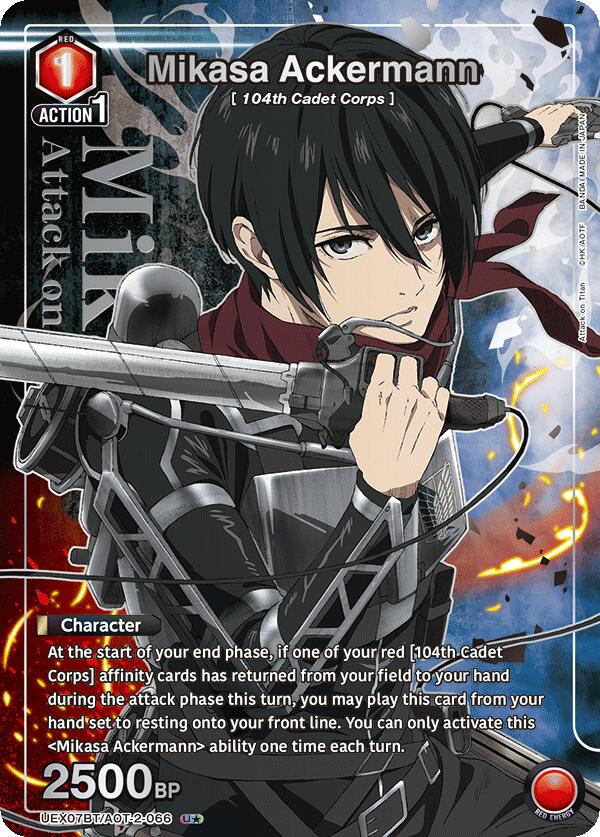Mikasa Ackermann (U*) UEX07BT/AOT-2-066 card from UEX07BT: Attack on Titan Vol. 2