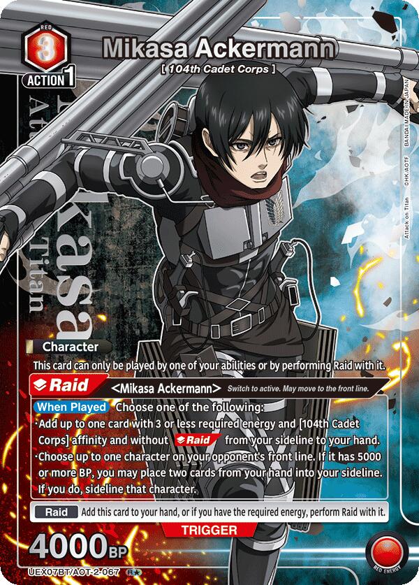 Mikasa Ackermann (R*) UEX07BT/AOT-2-067 card from UEX07BT: Attack on Titan Vol. 2