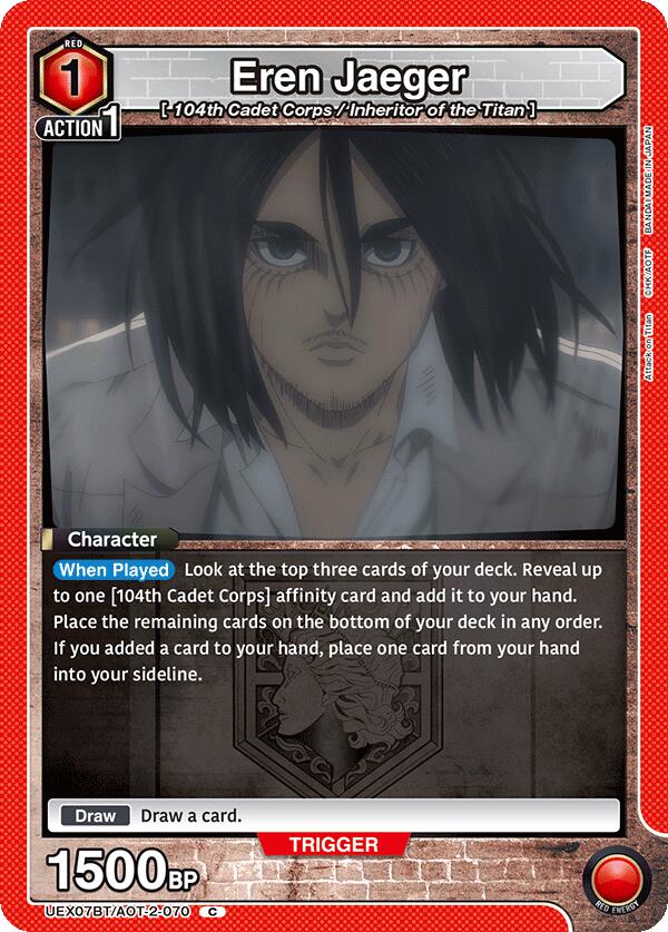 Eren Jaeger (Box Topper Foil) UEX07BT/AOT-2-070 card from UEX07BT: Attack on Titan Vol. 2