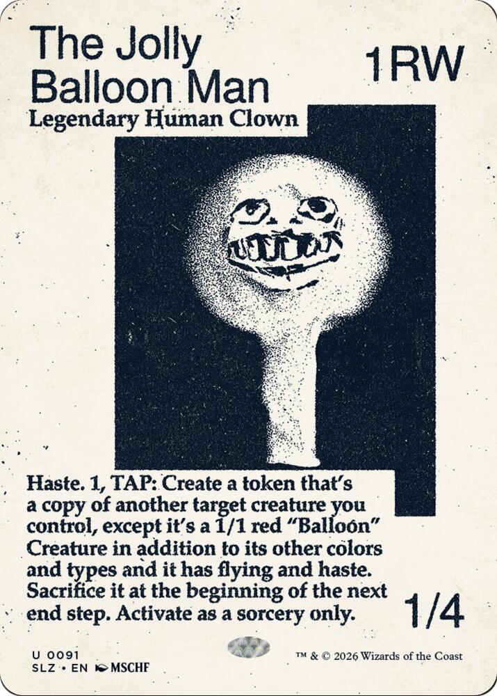 The Jolly Balloon Man 91 card from Secret Lair x MSCHF: The Zeta Set