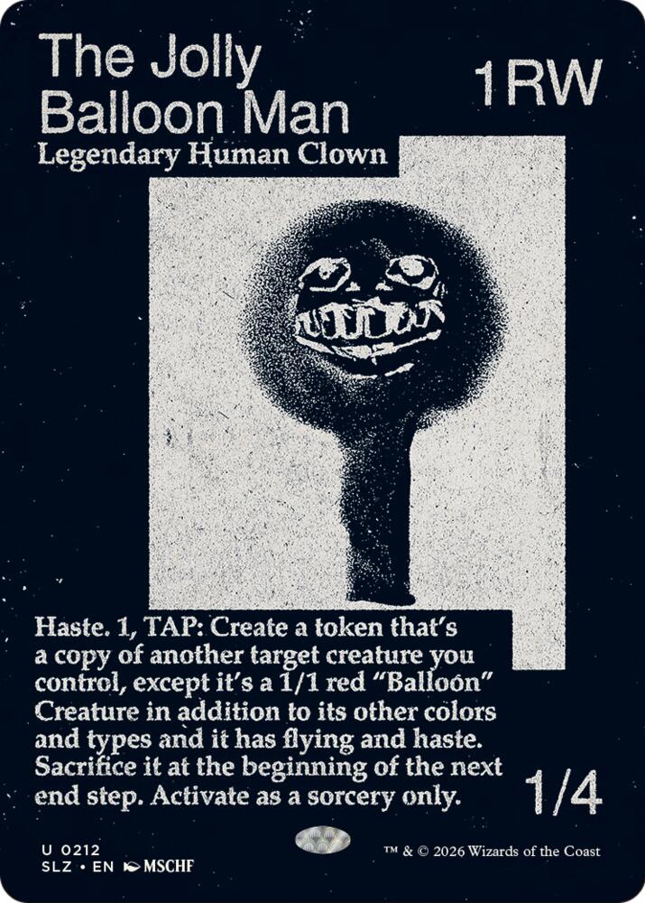 The Jolly Balloon Man 212 card from Secret Lair x MSCHF: The Zeta Set