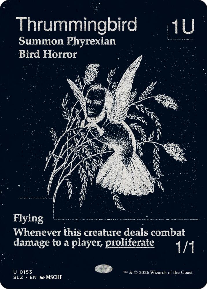 Thrummingbird 153 card from Secret Lair x MSCHF: The Zeta Set