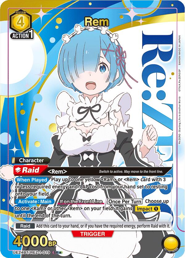 Rem (Box Topper Gold Foil) UE24BT/REZ-1-019 card from UE24BT: Re:ZERO -Starting Life in Another World-